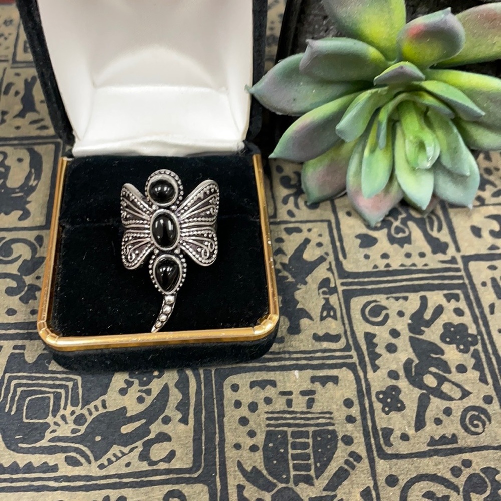 Onyx Dragonfly Ring - image 1
